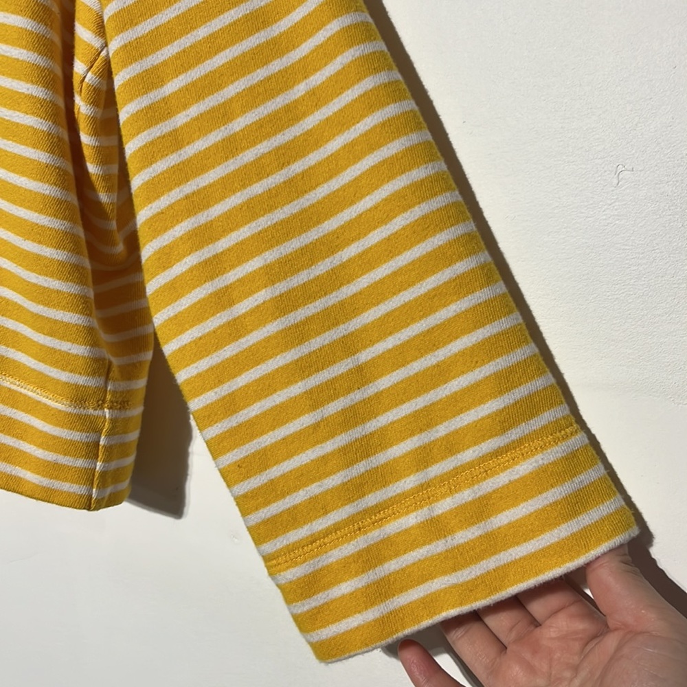 LOFT Outlet Yellow White Stripped V-Neck Crop Pullover Hooded Sweatshirt Size S - Picture 3 of 7